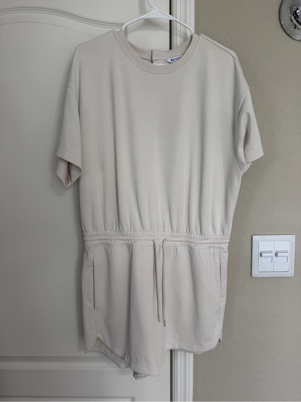 Athleta Cream Drawstring-Waist Tunic Top